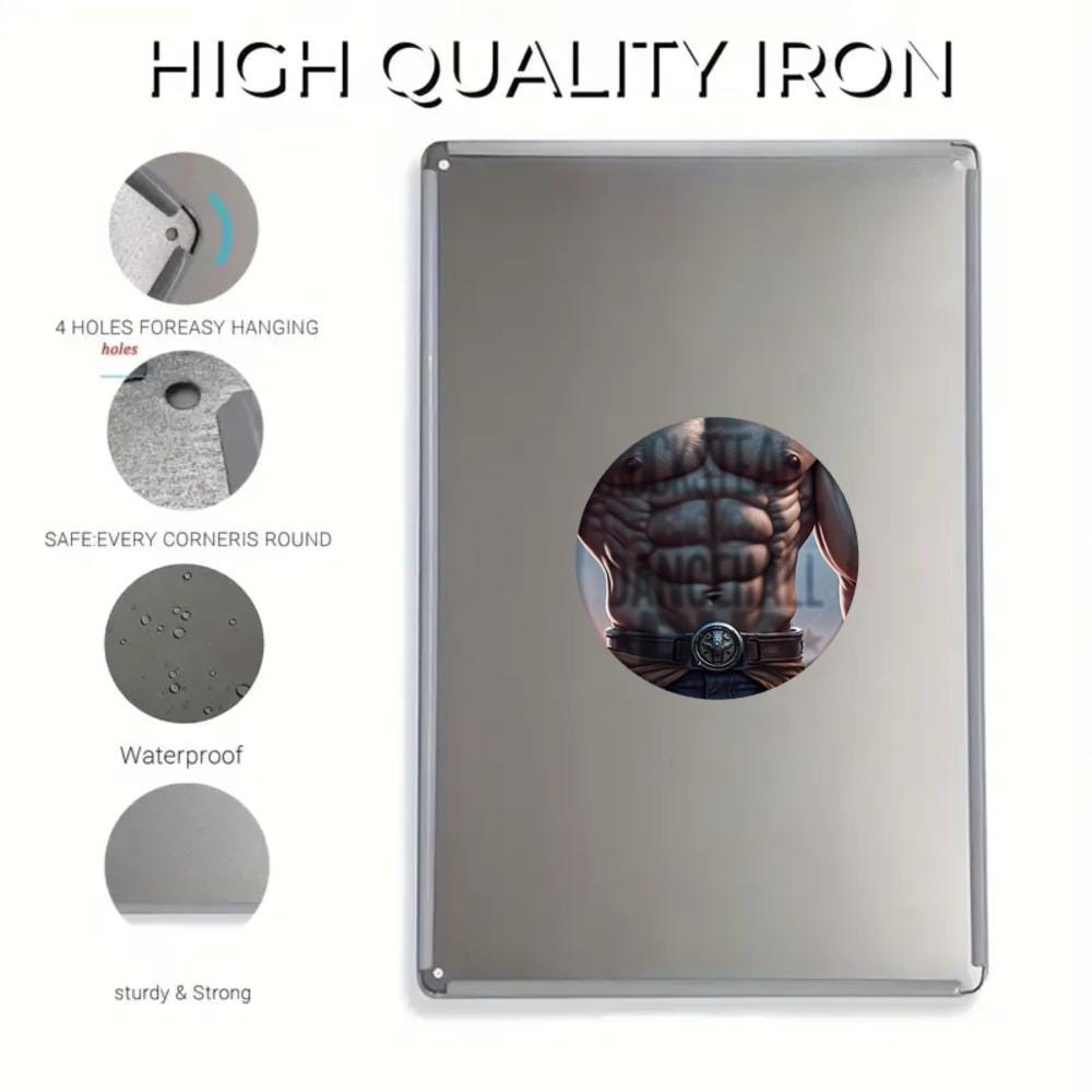 Muscular Warrior Metal Tin Sign, Fantasy Game Room Decor