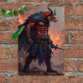 Muscular Fox Warrior Tin Sign, Fantasy Game Room Decor