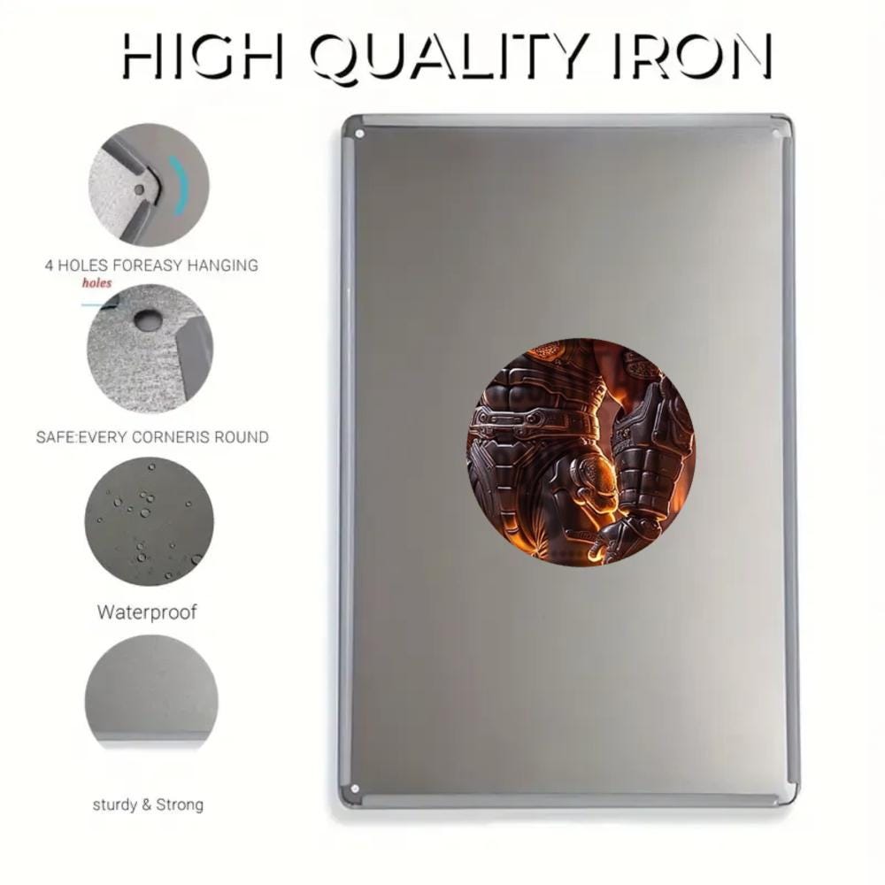 Futuristic Warrior Tin Sign, Sci-Fi Art Print, Home and Office Decor