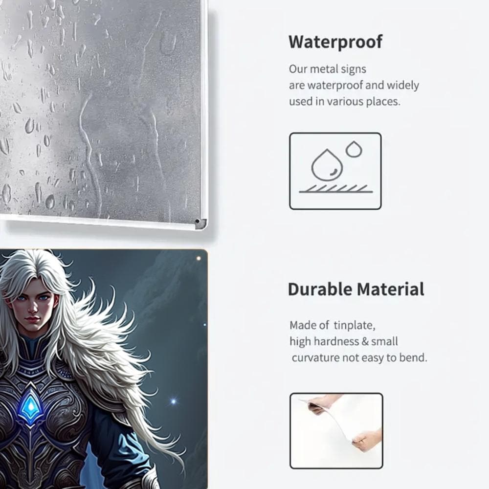 Fantasy Warrior Metal Tin Sign: Game Room Wall Decor (8x12 Inches)