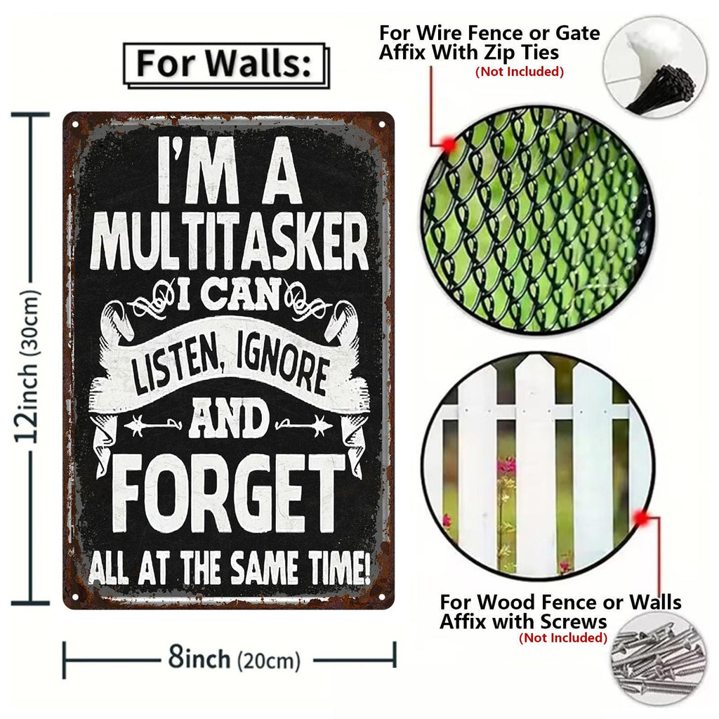 Funny Quote Metal Sign Set, Rustic Home/Office Wall Decor