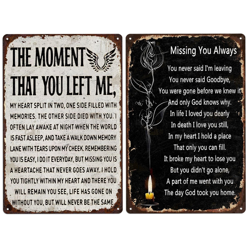 Memorial Poem Metal Wall Sign - Missing You Always, Remembrance Decor