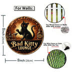 Rundes Metallschild Schwarze Katze Speakeasy Lounge Vintage Steampunk Design Für Bar-Deko Zuhause…