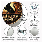Rundes Metallschild Schwarze Katze Speakeasy Lounge Vintage Steampunk Design Für Bar-Deko Zuhause…