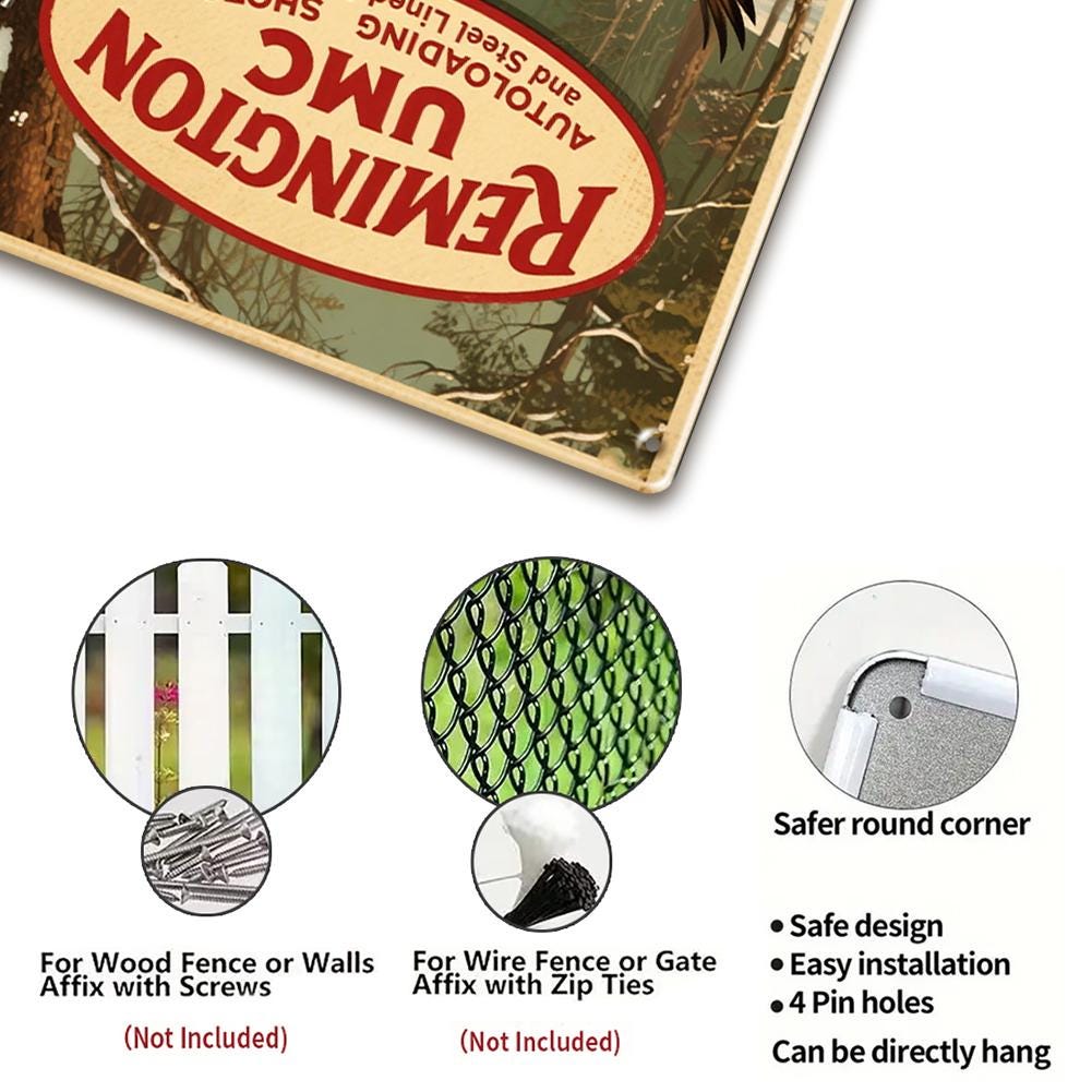 Remington UMC Shotgun Hunting Metal Sign Vintage Style Brown With Duck And Shotgun Print For Outdoor Decor Enthusiasts