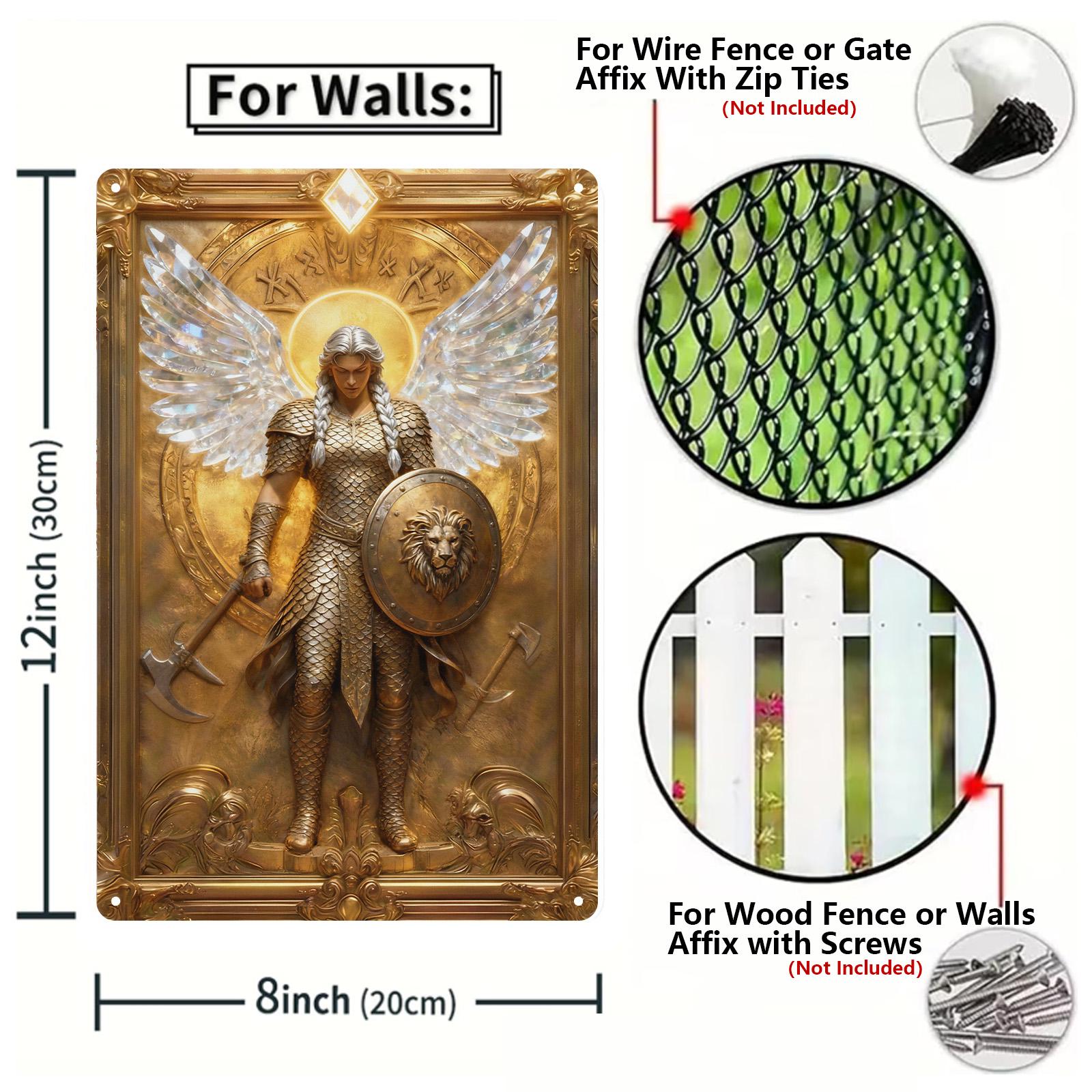 Golden Angel Warrior Wall Art Decor With Wings And Shield For Home Or Office Decoration Inspirational Gift