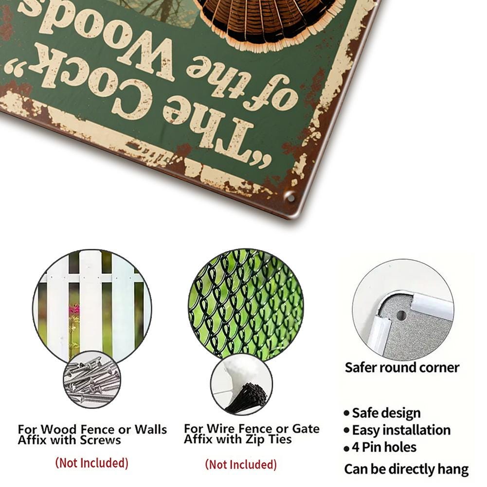 Vintage Metal Sign Rustic Brown The Cock Of The Woods Turkey Hunting Winchester Factory Loaded Shotgun Shells Decor