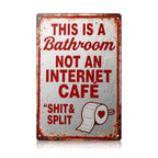Plaque Métal Salle de Bain Drôle "Pas un Cybercafé", Décoration Murale Toilettes "Shit and Split"…