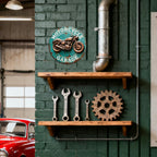 Panneau Rond en Métal pour Garage MotoDécoration Murale Vintage Biker pour Caverne d'Homme, Atelier