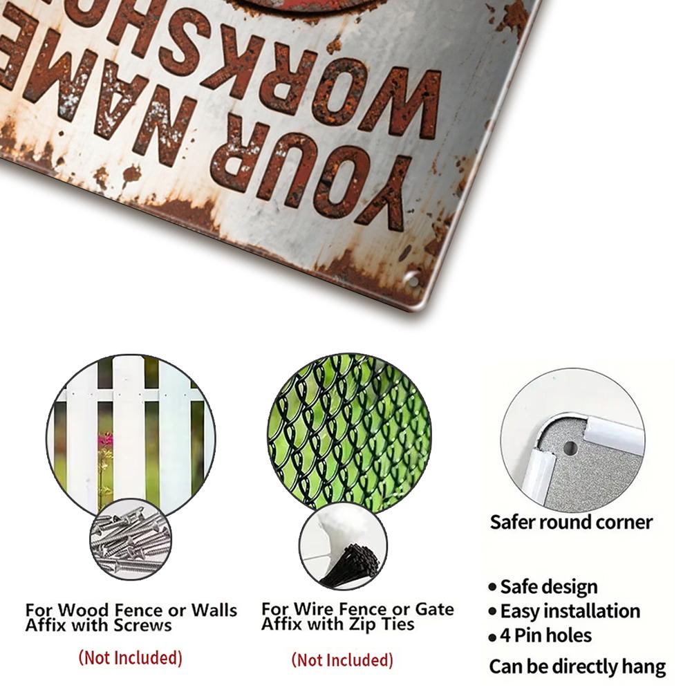 Workshop Metal Sign, Your Name Garage Decor, I Can Fix Anything Except Stupid Mechanic Wall Art