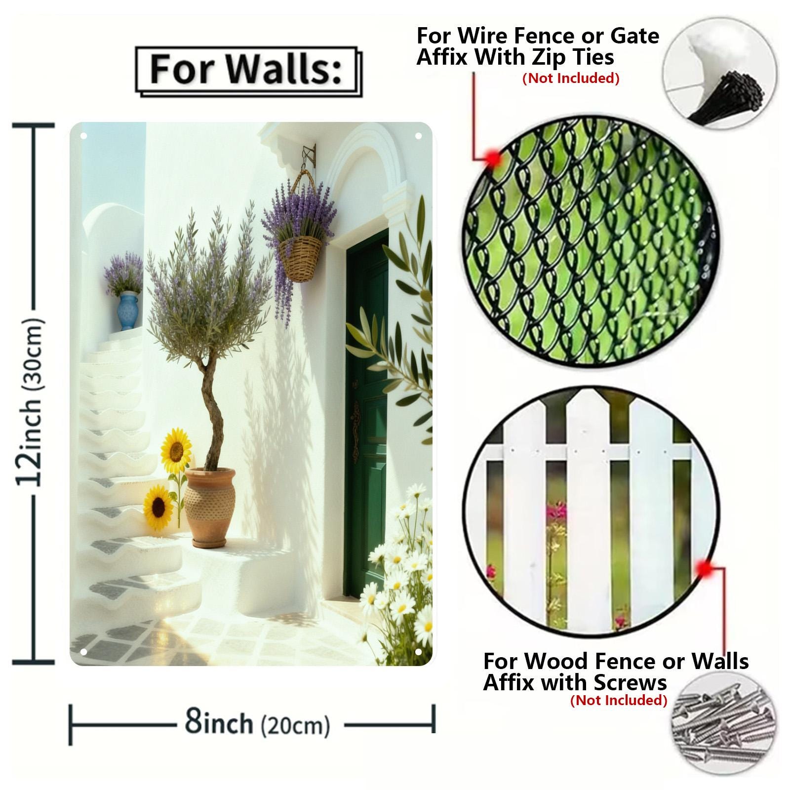 Greek Island Seaside Patio Metal Sign, Ocean View Rustic Wall Art, Coastal Beach House Vacation Home Decor