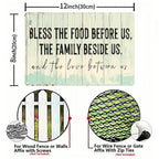 Panneau métallique "Bless the Food Before Us, Family Beside Us, Love Between Us" pour cuisine de ferme…
