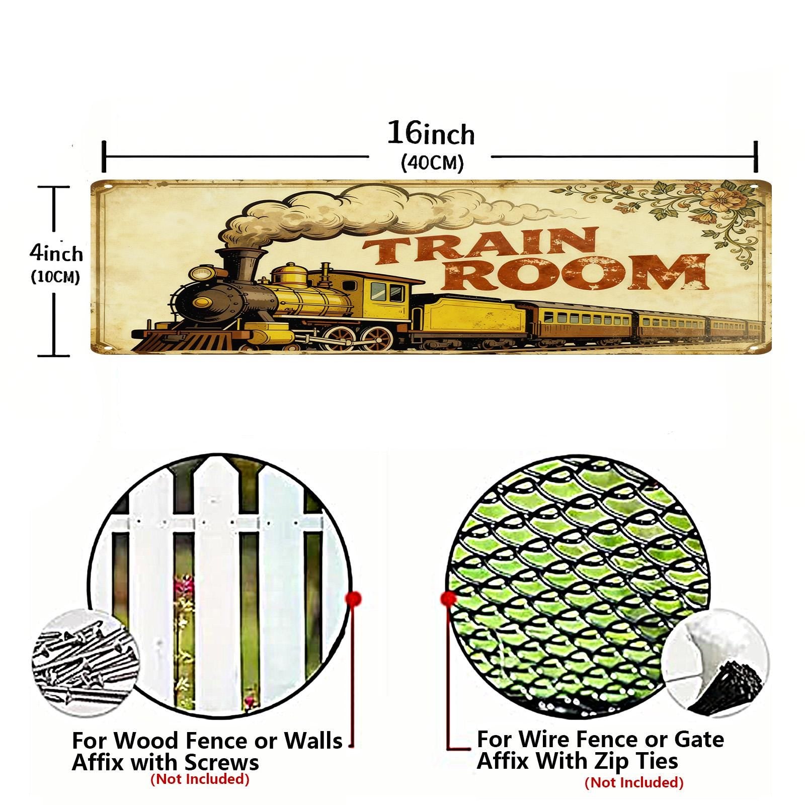 Train Room Sign Decorative Wooden Plaque Yellow Steam Locomotive With Text Train Room For Kids Bedroom Playroom Wall
