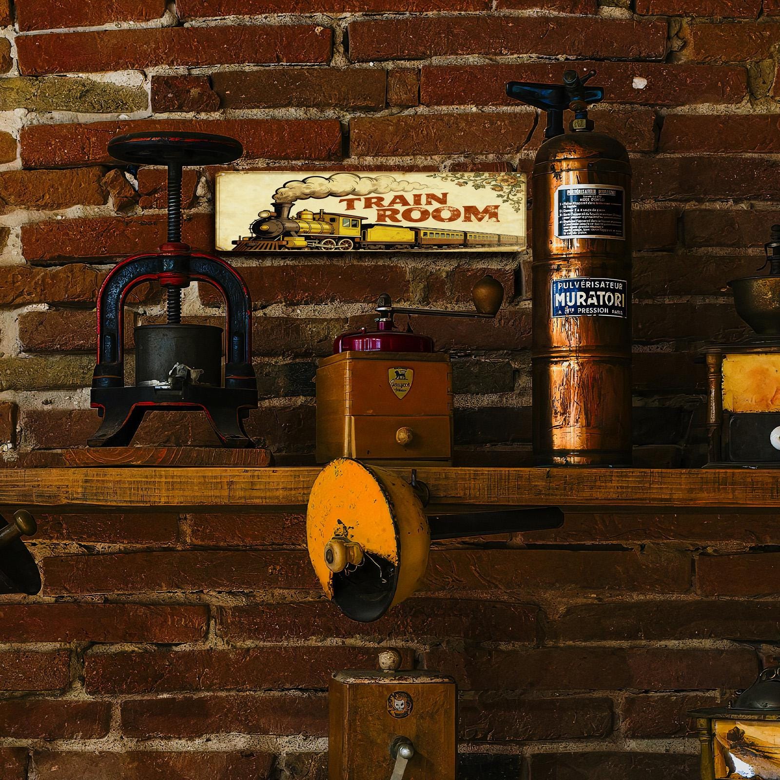 Train Room Sign Decorative Wooden Plaque Yellow Steam Locomotive With Text Train Room For Kids Bedroom Playroom Wall