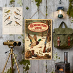 Enseigne métallique de chasse Remington UMC, style vintage, marron avec impression canard et fusil de chasse…