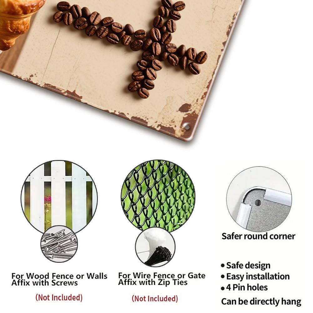 Rustic Metal Sign Beige Christ Offers Forgiveness Cross Coffee Beans And Pastries Christian Inspiration For Home Kitchen