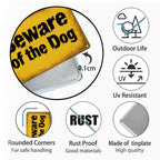 Panneau en métal rétro jaune Attention au chien Texte d'avertissement pour la décoration de jardin extérieur Vi…