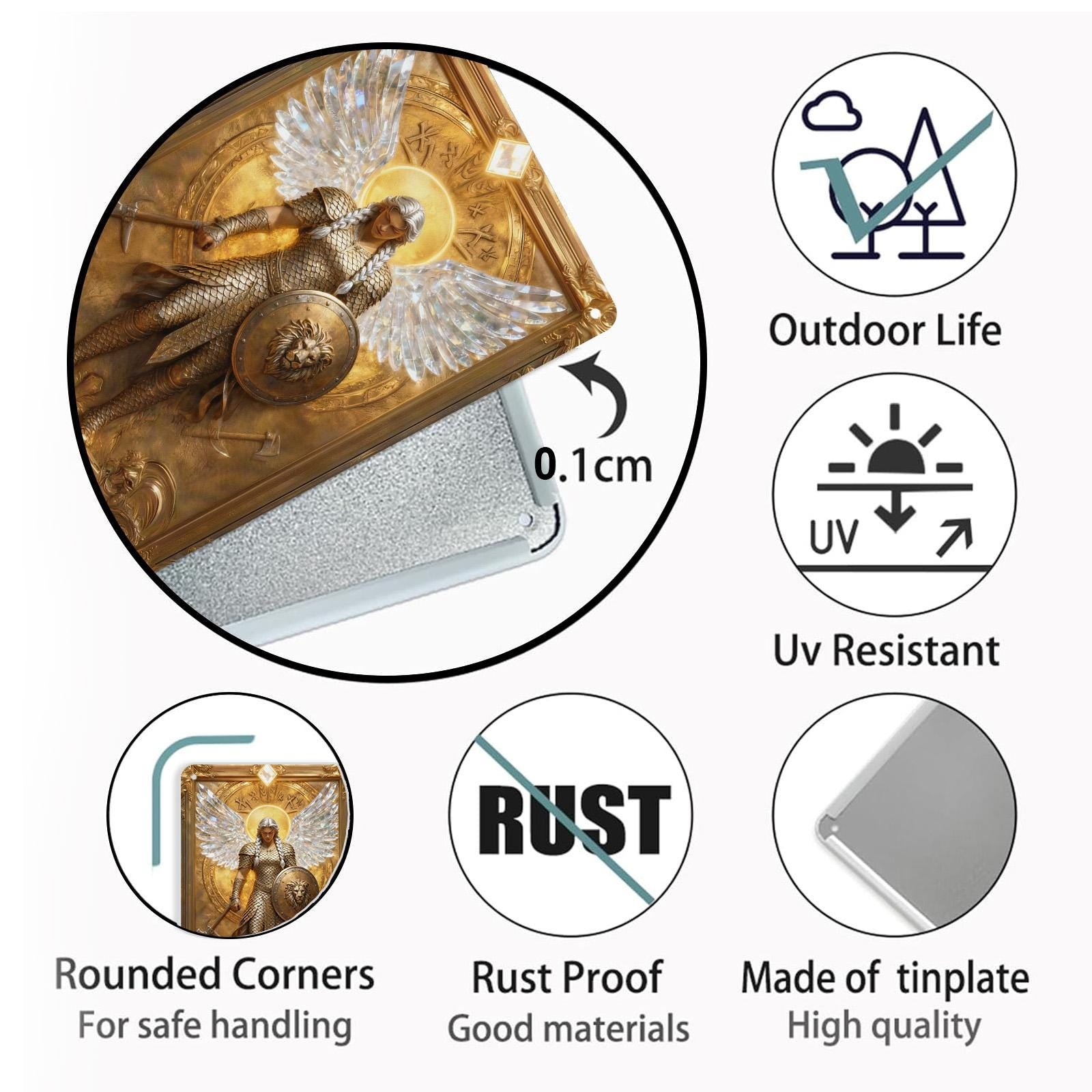 Golden Angel Warrior Wall Art Decor With Wings And Shield For Home Or Office Decoration Inspirational Gift