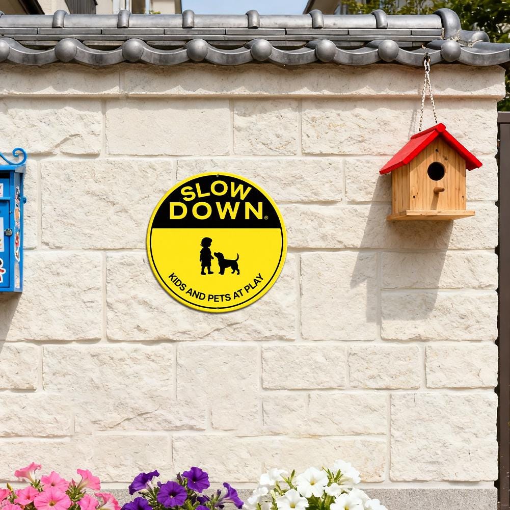 Round Metal Sign White With Colorful Floral Design And Happy Place Text For Home Decor Wall Art