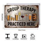 Gruppentherapie wird hier praktiziert MetallschildLustige Bar Wanddeko, Bier Wein Cocktail Blechschild