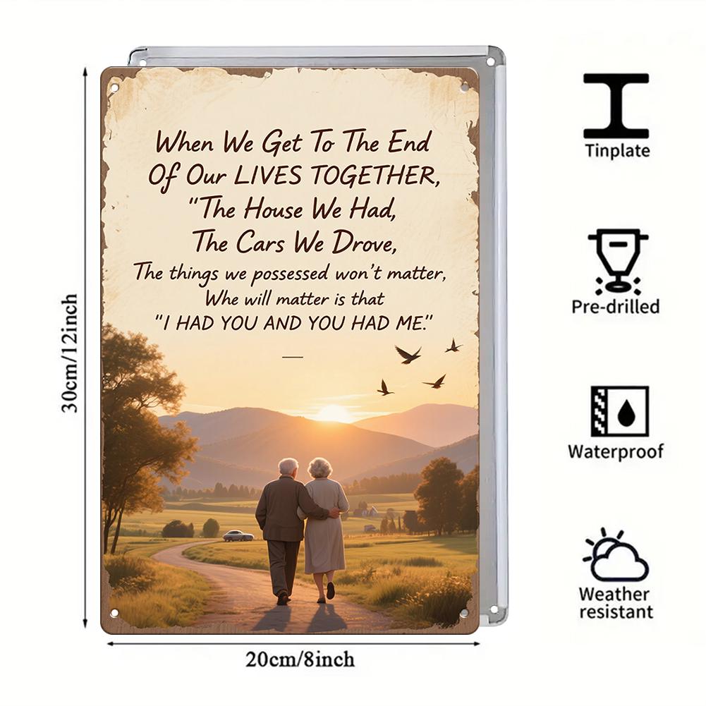 I Had You and You Had Me Metal Sign, Elderly Couple Sunset Wall Art, Romantic Anniversary Gift for Bedroom