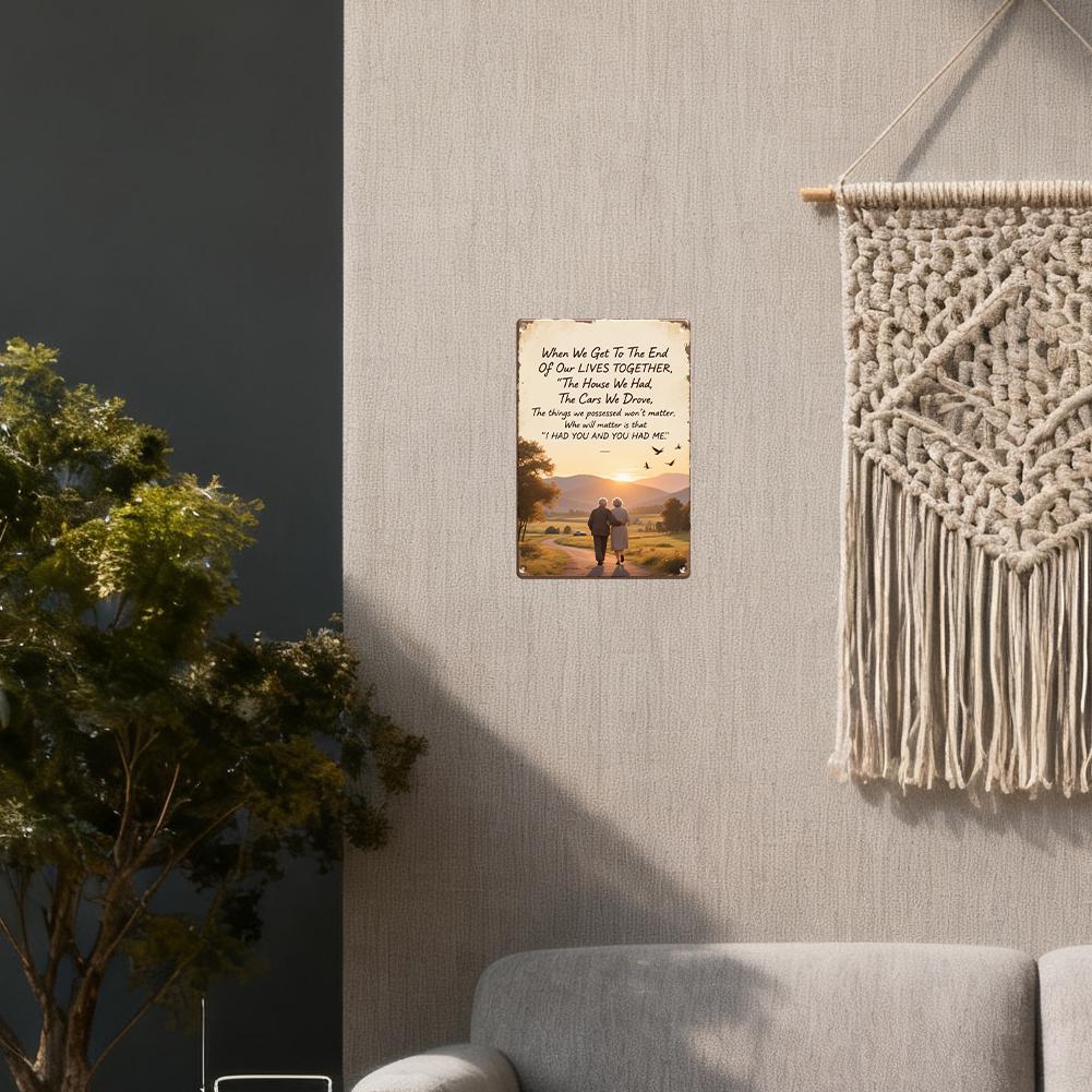 I Had You and You Had Me Metal Sign, Elderly Couple Sunset Wall Art, Romantic Anniversary Gift for Bedroom