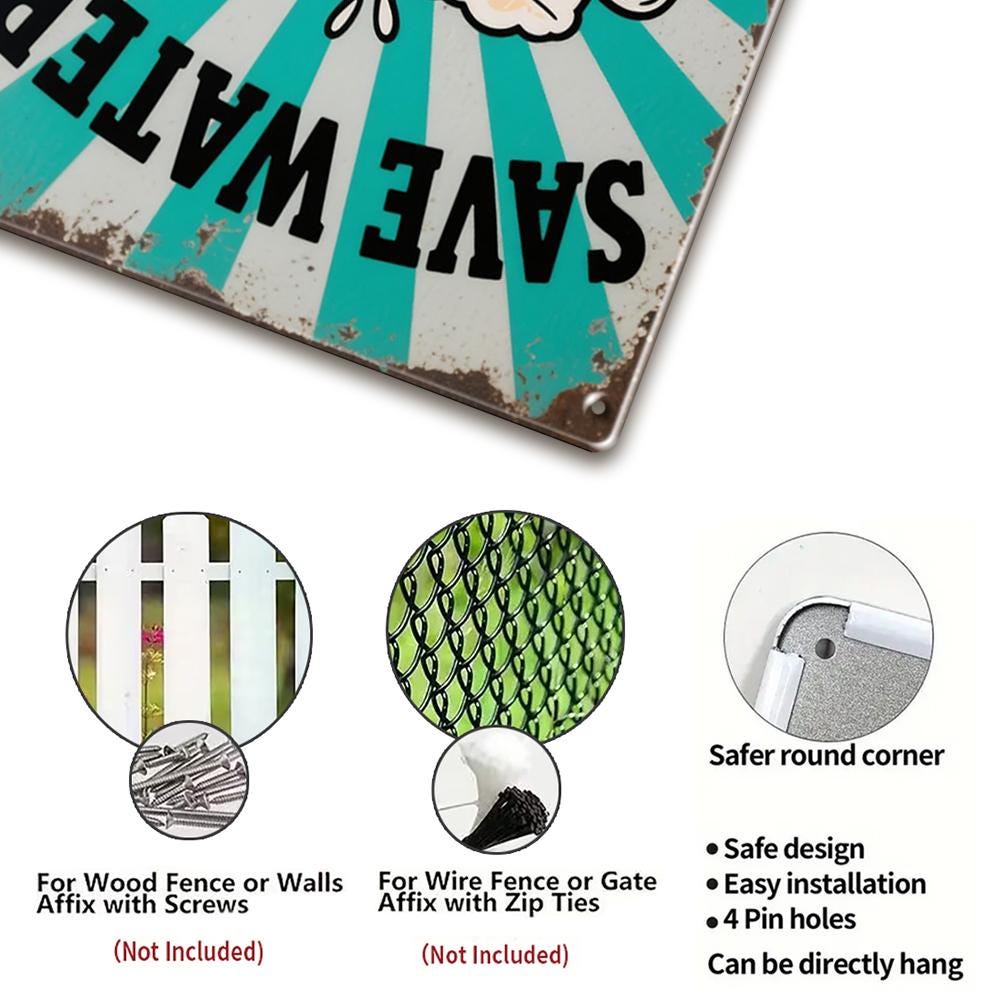 Save Water Drink Beer Metal Sign, Funny Beer Bar Wall Decor, Vintage Tin Sign for Home Pub Man Cave