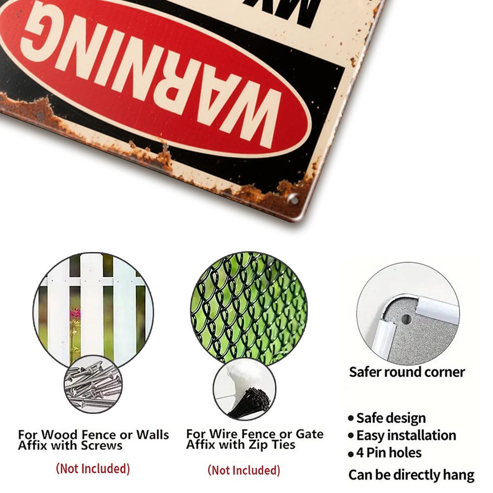 Warning My Sense of Humor Might Hurt Your Feelings Metal Sign, Funny Wall Decor for Home Office or Man Cave