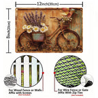 Vintage Fahrrad mit Blumen MetallschildRustikales Lavendel Gänseblümchen Bauernhaus Garten Wanddeko