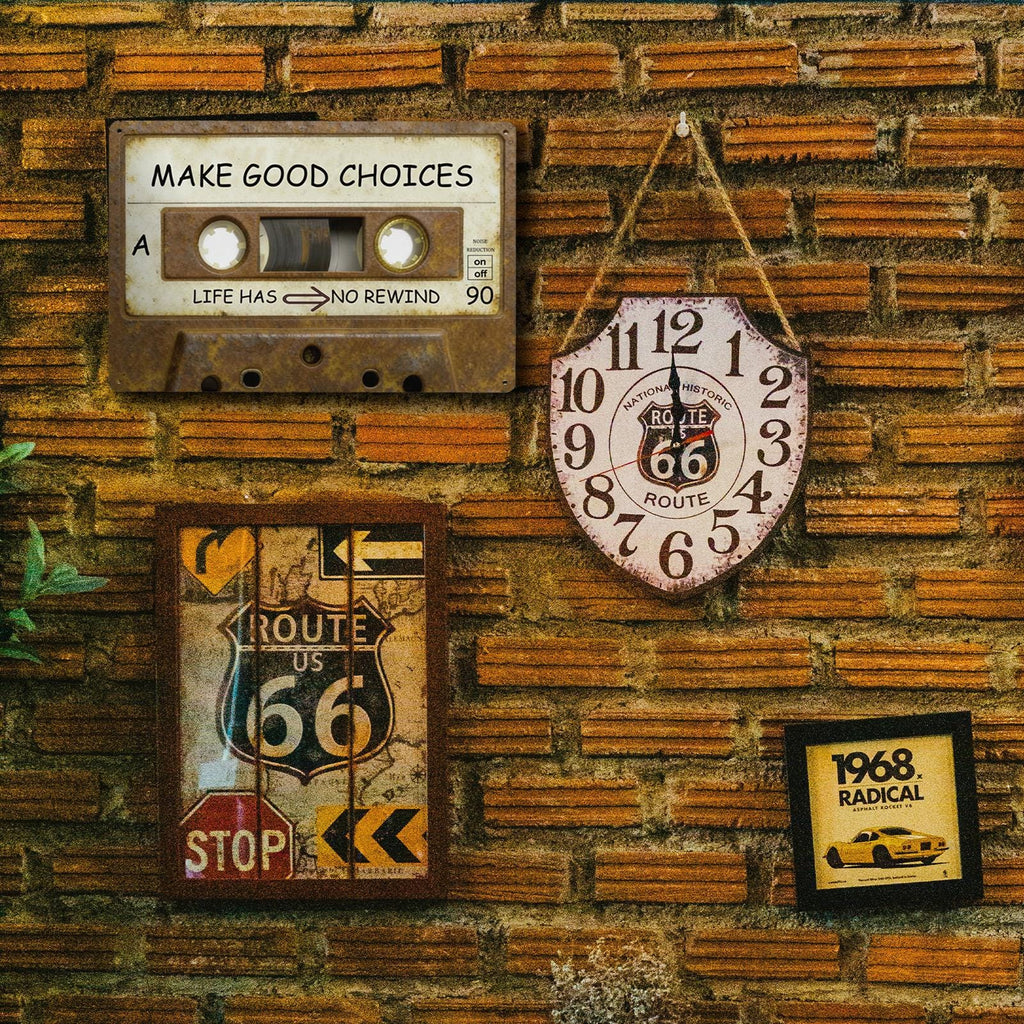 Make Good Choices Cassette Tape Metal Sign, Life Has No Rewind Retro 80s Music Inspirational Wall Decor