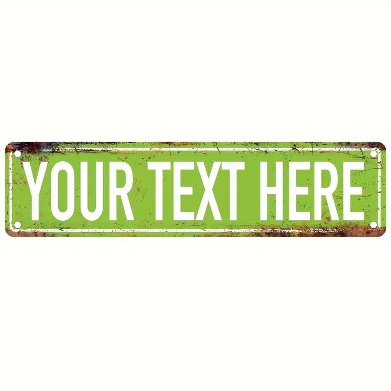 Personalized Street Sign, Custom Metal Wall Art with Name and Message, Vintage Tin Decor for Indoor Outdoor, Christmas Halloween Gift