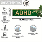 Panneau de rue vert avec lettrage doré | Plaque métallique personnalisée ADHD Ave pour la décoration de bureau à domicile…