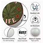 Rundes grünes Marihuana-Blatt und Blumen-Patch, „High On Life“-Design für Kleidung, Hut…