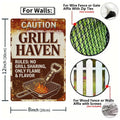 Letrero de metal "Vintage Grill Haven" con diseño de llamaDecoración rústica de cocina exterior para patio traser…