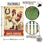 Panneau métallique vintage « Coq de ferme » avec inscription « Egg Cellent Days Ahead », cuisine crème…