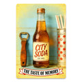 Enseigne métallique vintage pour soda avec décapsuleur, art « Taste Of Memory » jaune rétro…