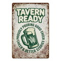 Vintage 'Tavern Ready' Bierkrug Metallschild mit grünem TextRustikale Bar-Deko für Zuhause und Kneipe…