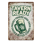 Vintage 'Tavern Ready' Bierkrug Metallschild mit grünem TextRustikale Bar-Deko für Zuhause und Kneipe…