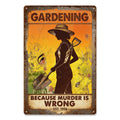Metallschild mit Vintage-Gartenhumor | Lustiges Blumen- und Schaufel-Damen-Deko für rustikalen Garten