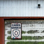 Vintage "Cares Given 0" Schild-Design Metallschild mit Sternen, weiß blau rot Retro Wand…