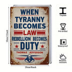Vintage Thomas Jefferson Quote Metal Sign: Patriotic Rustic Wall Art