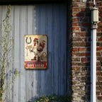 Panneau métallique vintage « Coq de ferme » avec inscription « Egg Cellent Days Ahead », cuisine crème…