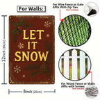 Vintage „Let It Snow“ Weihnachts-Metallschild mit Schneeflocken- und Stechpalmenmuster für den Innenbereich…