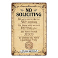 Vintage Funny No Soliciting Door Sign with Humorous Rules for Front PorchRustic Metal H…