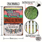 Vintage Rustikaler LKW Weihnachts-Metallschild mit Baum und Laterne, „Jingle All The Way“ C…
