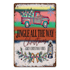 Vintage Rustikaler LKW Weihnachts-Metallschild mit Baum und Laterne, „Jingle All The Way“ C…