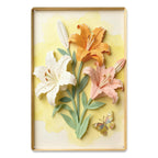 Lilienblume Metallschild, florales Wanddekor mit Schmetterling, Frühlingsgarten Heimdekoration…