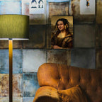 Lustiges Mona Lisa Sänger BlechschildVintage Mikrofon Wanddeko, Musikstudio Bar Pu…