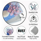 Kirschblüten-Vase Metallschild, Florales Stillleben Wanddeko, Rosa Sakura Blumen A…