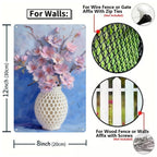 Kirschblüten-Vase Metallschild, Florales Stillleben Wanddeko, Rosa Sakura Blumen A…